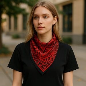 NWT SILKLETTE Impassioned 100% Fine Silk Kerchief Scarf RED/BLACK